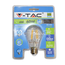 LED Bulb - 6W Filament E27 A60 Warm White Blister Pack